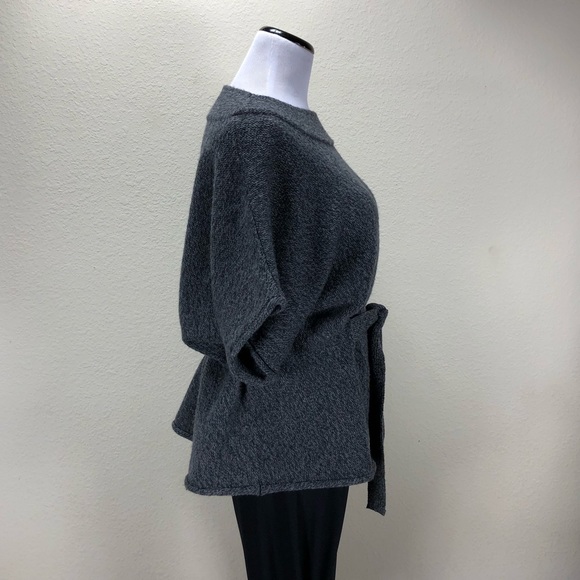Anne Klein Gray Short Sleeve Belted Sweater - Picture 4 of 8